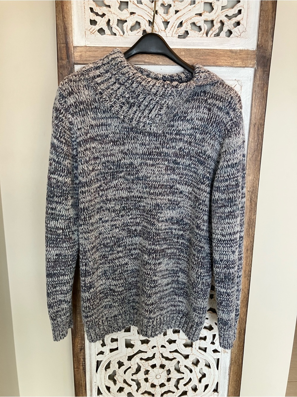 cleo Marled Navy and Light Gray Crewneck Sweater